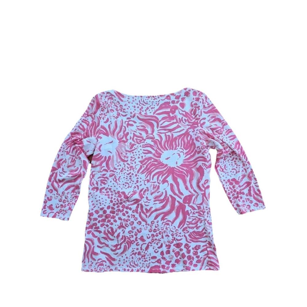 LILLY PULITZER ANDIE Top Back it Up Ostrich T Shirt White/Pink Medium A001263 - Picture 5 of 7
